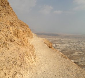 Snake path to the top of the rock block with Masada fortress