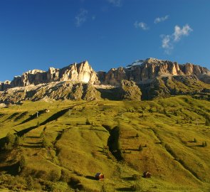 Massif Sella and Piz Boe from the road to Passo Pordoi