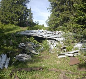 Vrchol hory Slemä - vrak letadla z 2. světové války