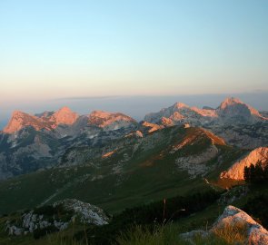 Maglić and Bioč mountains at sunset