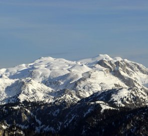 Pohled na pohoří Hochschwabze sedla Laming Sattel