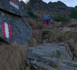 Prudký výstup na horu Großer Grießstein