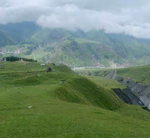 Clouds prevented the view of Kazbeg