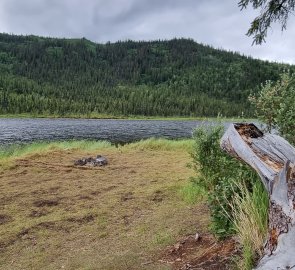 A second lake with a fireplace.